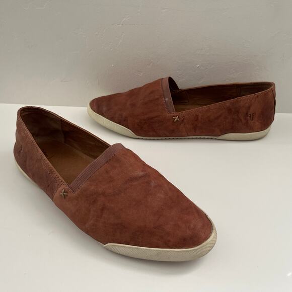 Frye Melania Leather Flats Slip-On Casual Quiet Luxury in Cognac Brown Size 10 - Picture 1 of 12